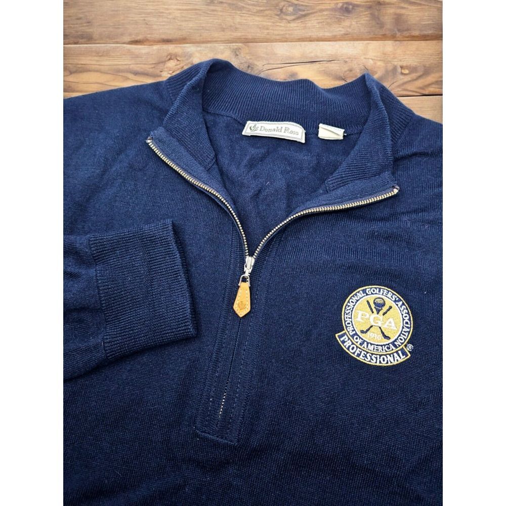Donald Ross Sweater Size XL Men Blue 1/4 Zip Merino‎ Wool PGA Tour Golf Logo